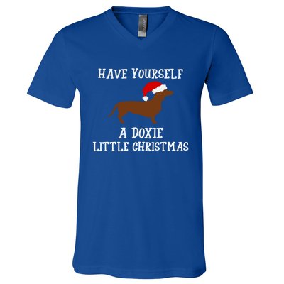 Funny Dachshund Doxie Wiener Dog Christmas Gift V-Neck T-Shirt