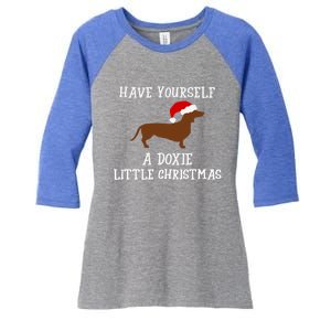 Funny Dachshund Doxie Wiener Dog Christmas Gift Women's Tri-Blend 3/4-Sleeve Raglan Shirt