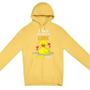 Funny Duck Ducks Rubber Gift Premium Pullover Hoodie