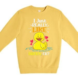 Funny Duck Ducks Rubber Gift Premium Crewneck Sweatshirt