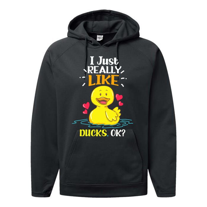 Funny Duck Ducks Rubber Gift Performance Fleece Hoodie