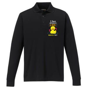 Funny Duck Ducks Rubber Gift Performance Long Sleeve Polo