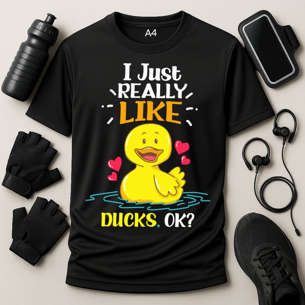 Funny Duck Ducks Rubber Gift Cooling Performance Crew T-Shirt