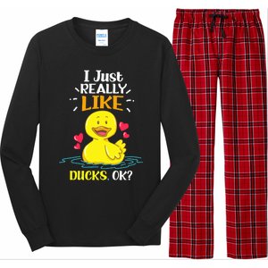 Funny Duck Ducks Rubber Gift Long Sleeve Pajama Set