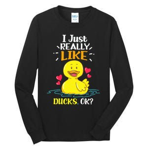 Funny Duck Ducks Rubber Gift Tall Long Sleeve T-Shirt