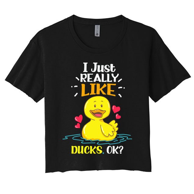 Funny Duck Ducks Rubber Gift Women's Crop Top Tee