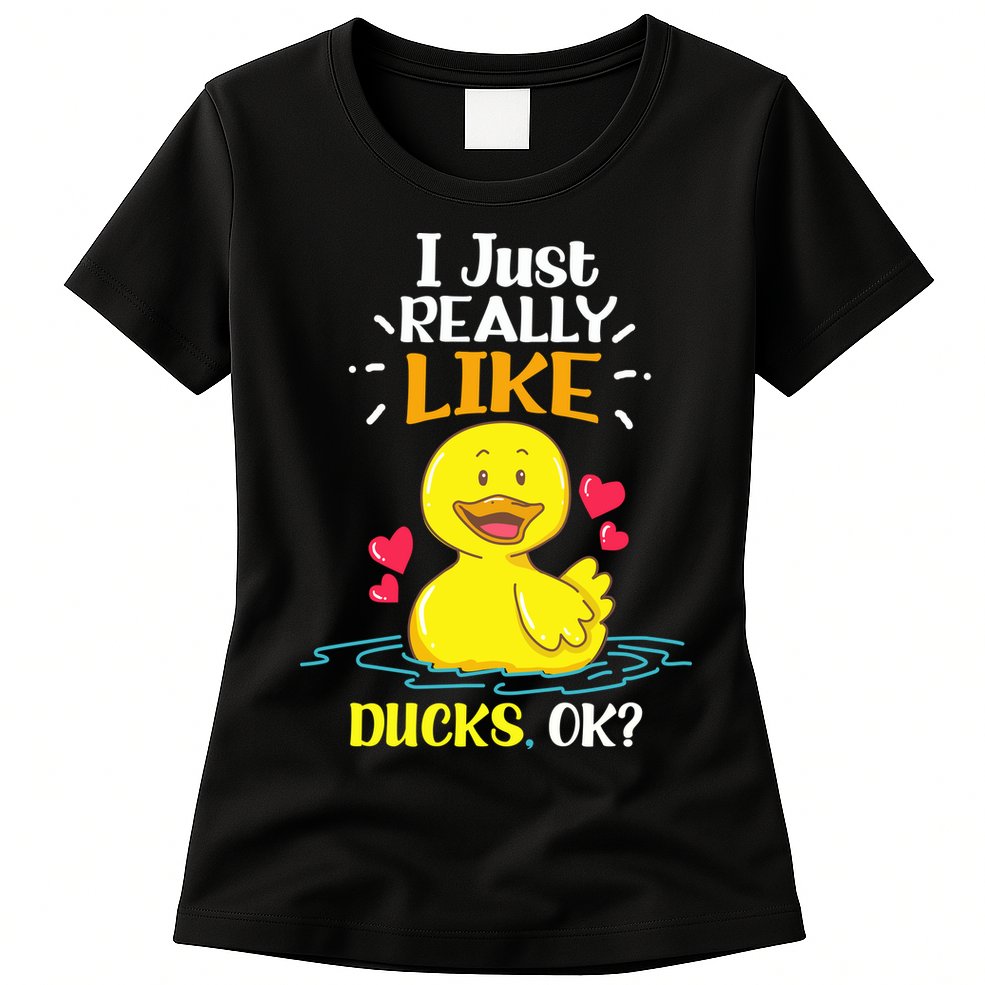 Funny Duck Ducks Rubber Gift Womens T-Shirt