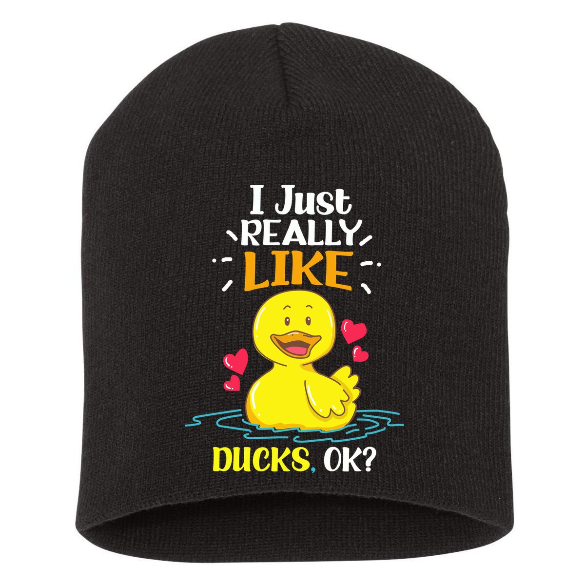 Funny Duck Ducks Rubber Gift Short Acrylic Beanie