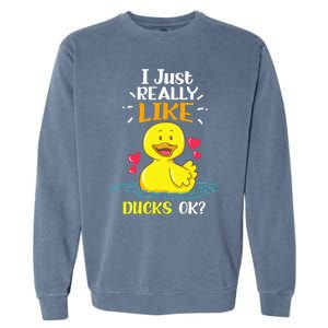 Funny Duck Ducks Rubber Gift Garment-Dyed Sweatshirt