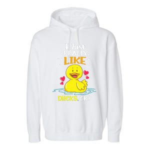 Funny Duck Ducks Rubber Gift Garment-Dyed Fleece Hoodie