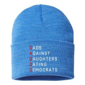 Funny Daddd Dads Against Daughters Dating Democrats Sustainable Knit Beanie