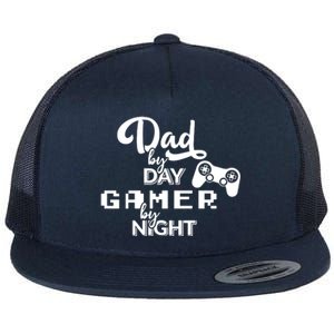 Fathers Day Dad By Day Gamer By Night Flat Bill Trucker Hat