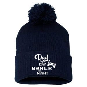 Fathers Day Dad By Day Gamer By Night Pom Pom 12in Knit Beanie