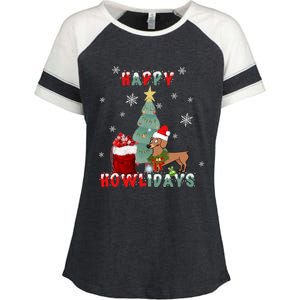 Funny Doxie Dog Lover Dachshund Christmas Gift Enza Ladies Jersey Colorblock Tee