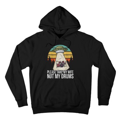 Funny Drummer Drumming Drum Kit Percussion I Wife Ufo Aliens Hoodie