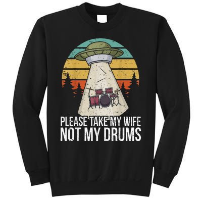 Funny Drummer Drumming Drum Kit Percussion I Wife Ufo Aliens Sweatshirt