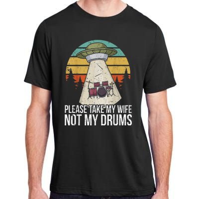 Funny Drummer Drumming Drum Kit Percussion I Wife Ufo Aliens Adult ChromaSoft Performance T-Shirt