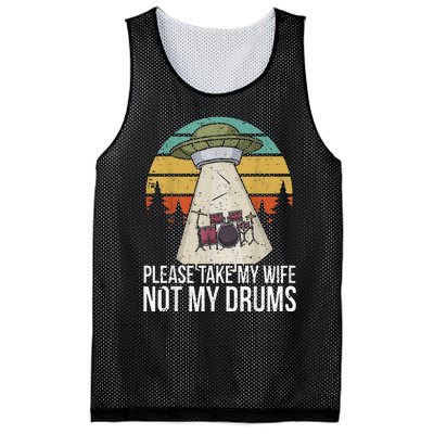 Funny Drummer Drumming Drum Kit Percussion I Wife Ufo Aliens Mesh Reversible Basketball Jersey Tank