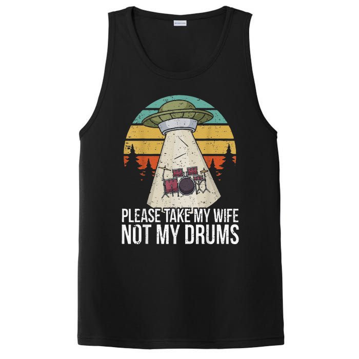 Funny Drummer Drumming Drum Kit Percussion I Wife Ufo Aliens PosiCharge Competitor Tank