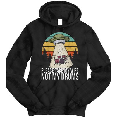 Funny Drummer Drumming Drum Kit Percussion I Wife Ufo Aliens Tie Dye Hoodie