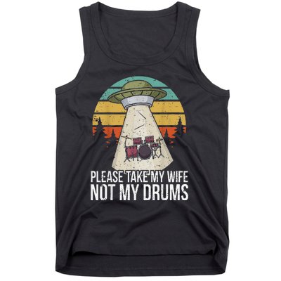 Funny Drummer Drumming Drum Kit Percussion I Wife Ufo Aliens Tank Top