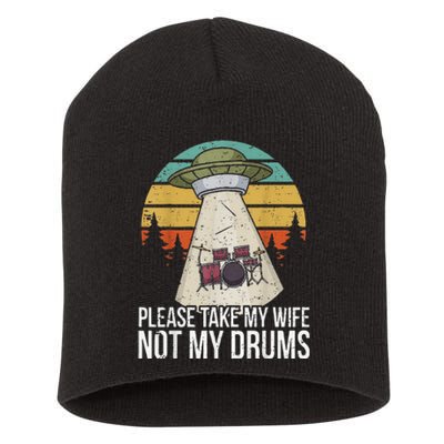 Funny Drummer Drumming Drum Kit Percussion I Wife Ufo Aliens Short Acrylic Beanie