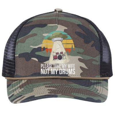 Funny Drummer Drumming Drum Kit Percussion I Wife Ufo Aliens Retro Rope Trucker Hat Cap