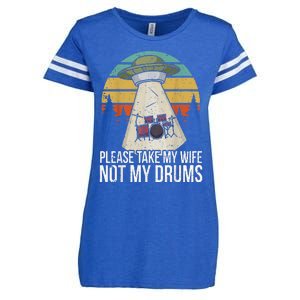 Funny Drummer Drumming Drum Kit Percussion I Wife Ufo Aliens Enza Ladies Jersey Football T-Shirt