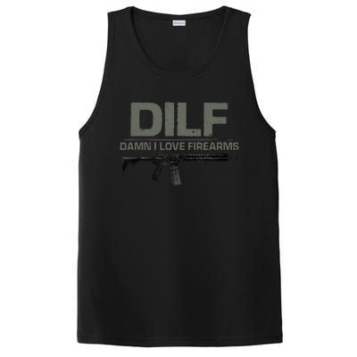 Fathers Day DILF Damn I Love Firearms Funny PosiCharge Competitor Tank