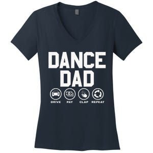 Funny Dance Dad Proud Dancer Dancing Father Women's V-Neck T-Shirt