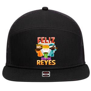 Feliz Dia De Los Reyes Day Happy Epiphany Christianity Day Gift 7 Panel Mesh Trucker Snapback Hat