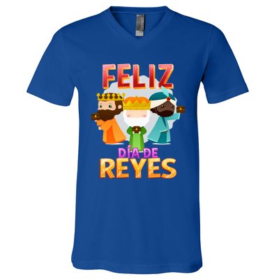 Feliz Dia De Los Reyes Day Happy Epiphany Christianity Day Gift V-Neck T-Shirt