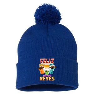 Feliz Dia De Los Reyes Day Happy Epiphany Christianity Day Gift Pom Pom 12in Knit Beanie