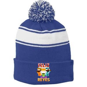 Feliz Dia De Los Reyes Day Happy Epiphany Christianity Day Gift Stripe Pom Pom Beanie