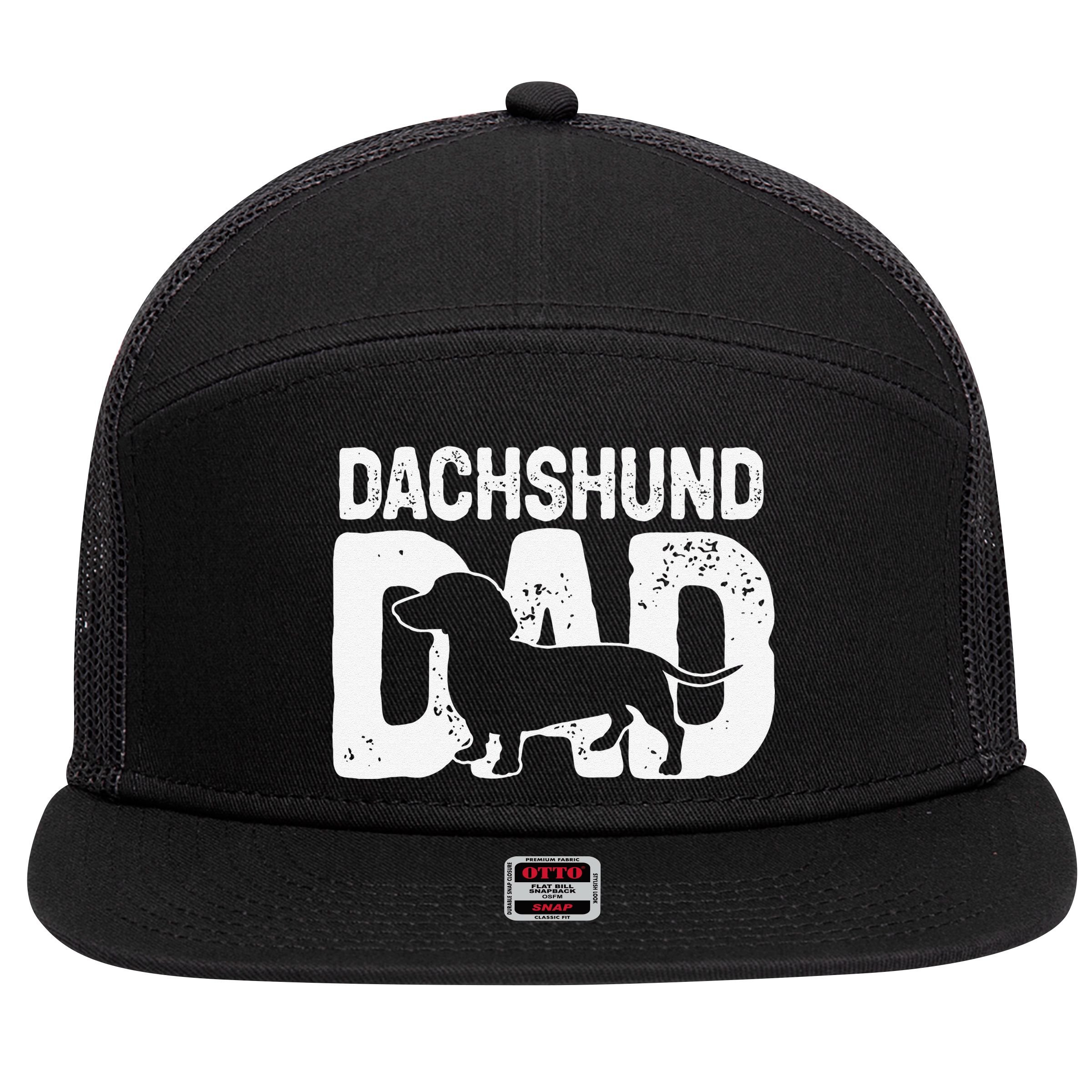 Funny Dachshund Dad Dog Lover Dachshund Father Dog Owner 7 Panel Mesh Trucker Snapback Hat