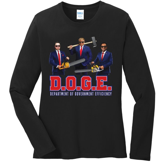 Funny D.O.G.E. (Department Of Government Efficiency) Doge Ladies Long Sleeve Shirt