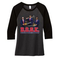 Funny D.O.G.E. (Department Of Government Efficiency) Doge Women's Tri-Blend 3/4-Sleeve Raglan Shirt