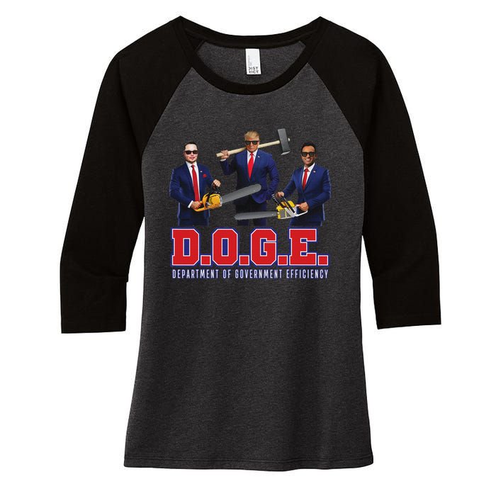 Funny D.O.G.E. (Department Of Government Efficiency) Doge Women's Tri-Blend 3/4-Sleeve Raglan Shirt