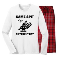 Funny Dentist Dental Hygienist Same Spit Different Day Gag Women's Long Sleeve Flannel Pajama Set 