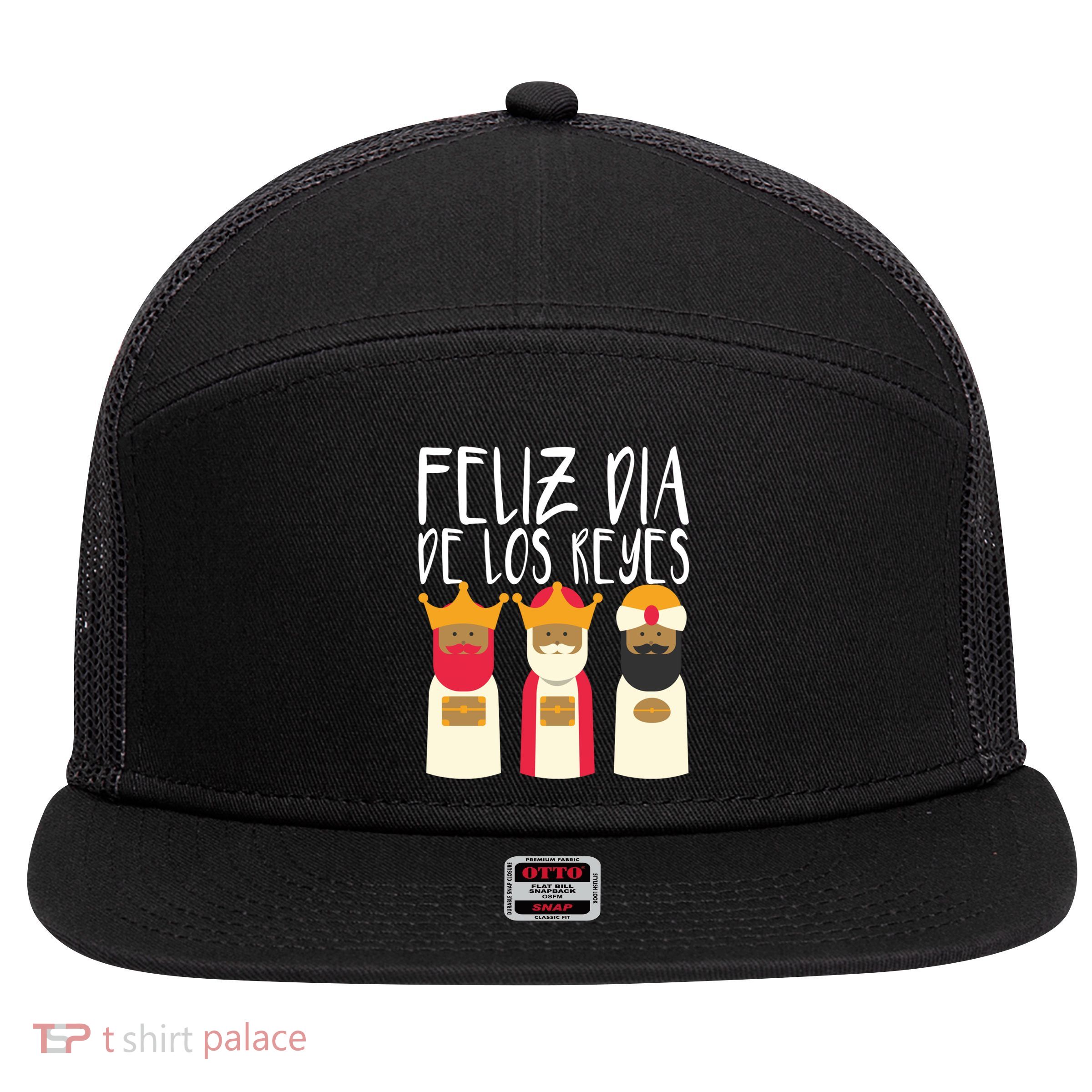 Feliz Dia De Reyes Happy Epiphany Day Three Kings Day Cute Gift 7 Panel Mesh Trucker Snapback Hat