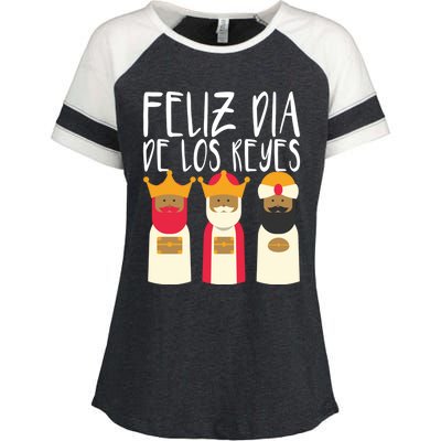 Feliz Dia De Reyes Happy Epiphany Day Three Kings Day Cute Gift Enza Ladies Jersey Colorblock Tee