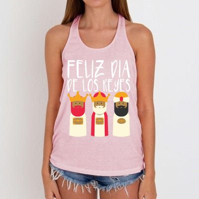 Feliz Dia De Reyes Happy Epiphany Day Three Kings Day Cute Gift Women's Knotted Racerback Tank