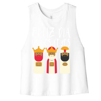 Feliz Dia De Reyes Happy Epiphany Day Three Kings Day Cute Gift Women's Racerback Cropped Tank