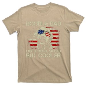 Funny Doodle Dad Goldendoodle Regular Dad But Cooler American Flag T-Shirt