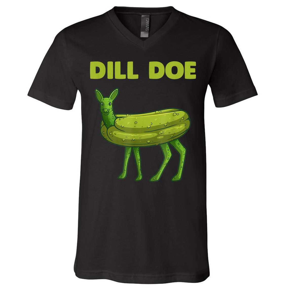 Funny Dill Doe Women Deer Green Dill Pickle Veggie Lover V-Neck T-Shirt