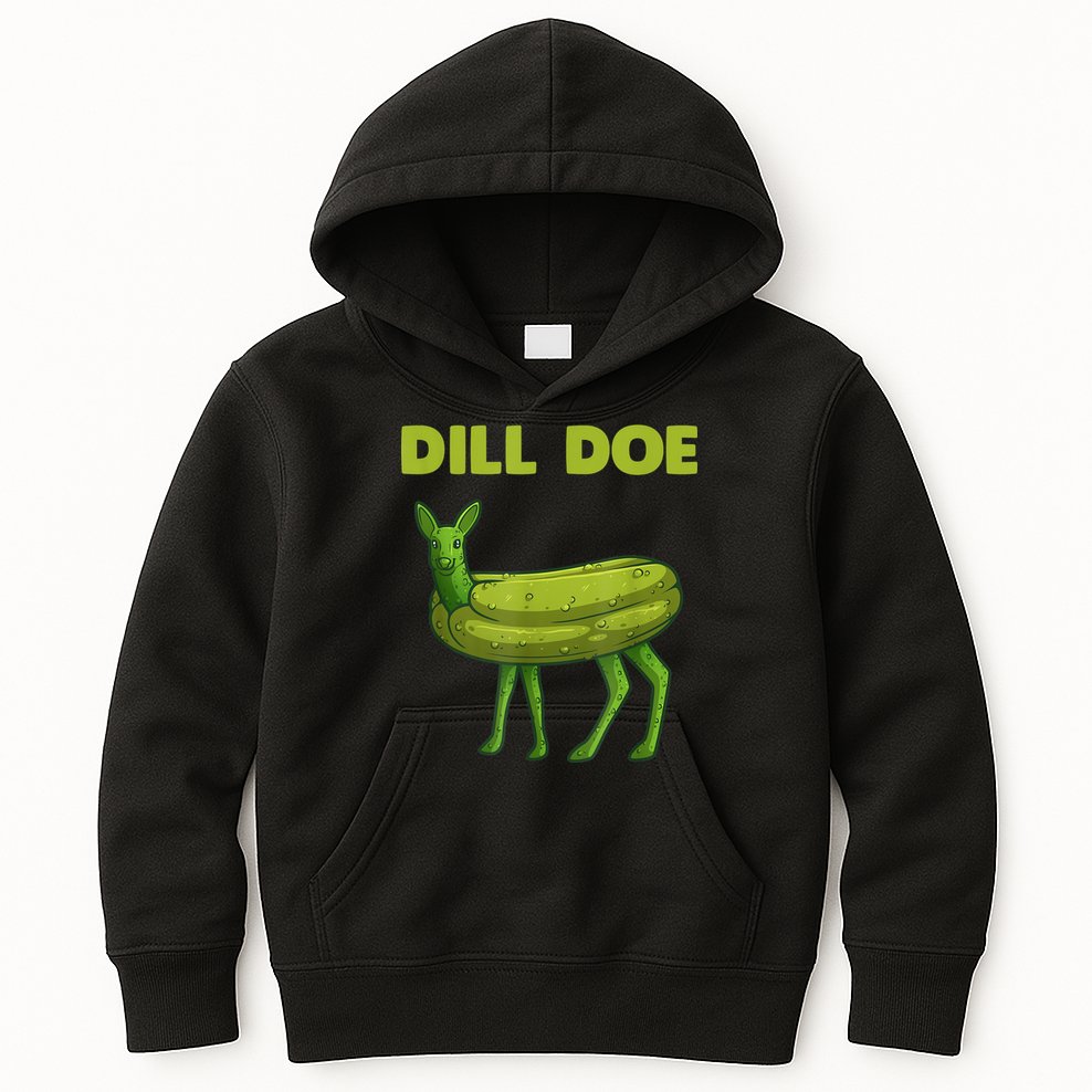 Funny Dill Doe Women Deer Green Dill Pickle Veggie Lover Kids Hoodie