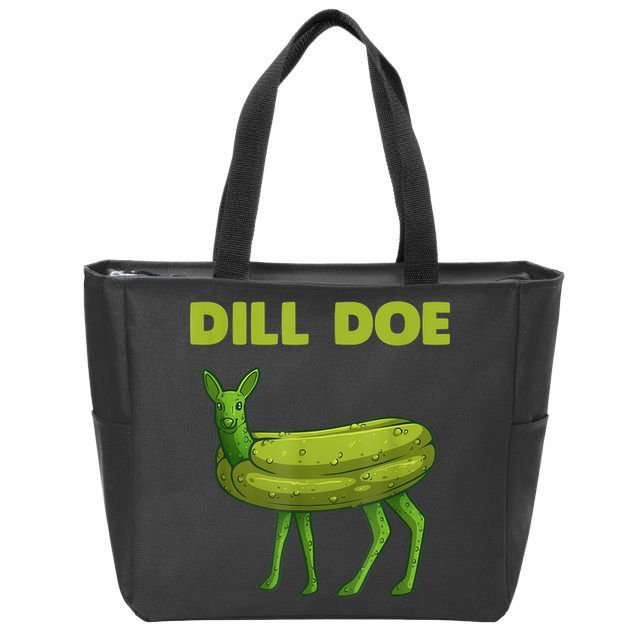 Funny Dill Doe Women Deer Green Dill Pickle Veggie Lover Zip Tote Bag