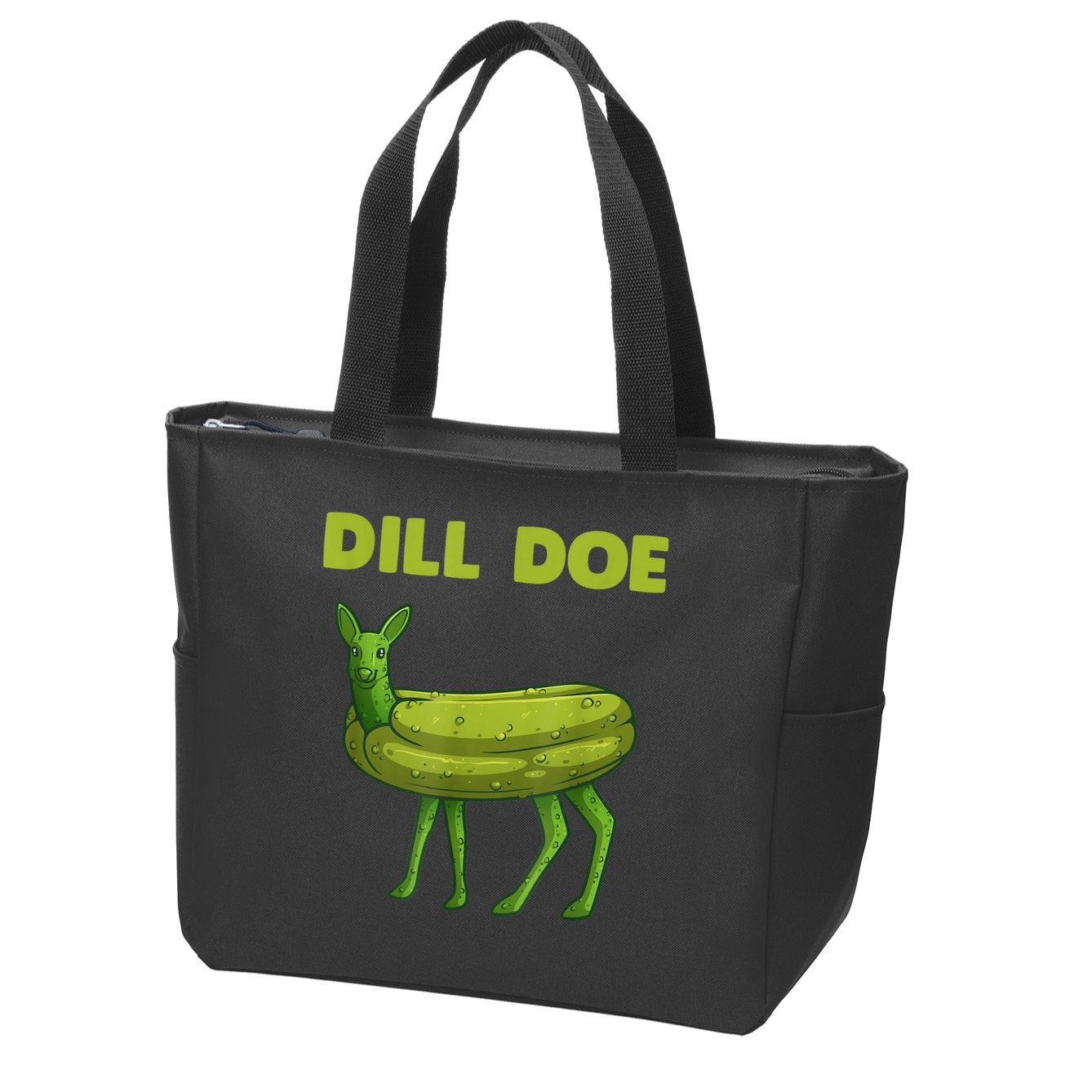 Funny Dill Doe Women Deer Green Dill Pickle Veggie Lover Zip Tote Bag