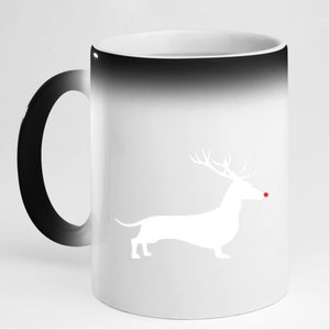 Funny Dachshund Dog Christmas Wiener Reindeer Antler Xmas Gift 11oz Black Color Changing Mug