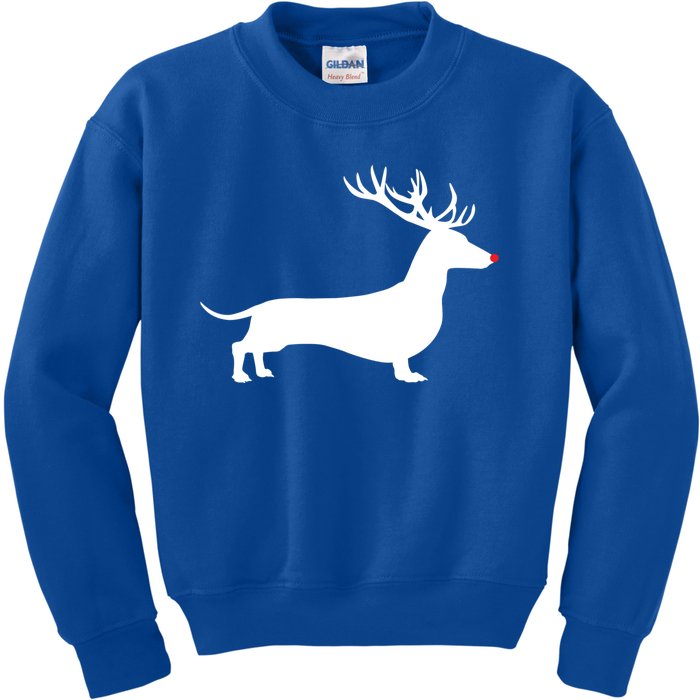 Funny Dachshund Dog Christmas Wiener Reindeer Antler Xmas Gift Kids Sweatshirt